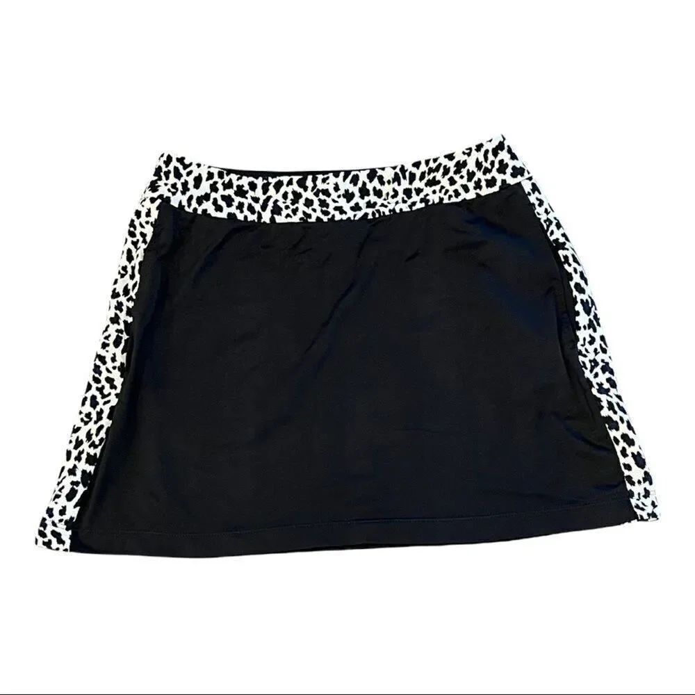 LYLA RENAI Women’s Animal Print Trim Golf/Athletic Skirt Black Size Medium
